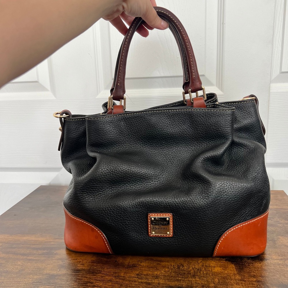 Dooney & Bourke Tote Bag Womens Medium Black Fair Pebble Leather Satchel